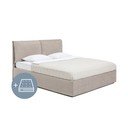 Sivorjava oblazinjena zakonska postelja s prostorom za shranjevanje z vzmetnico in letvenim dnom 180x200 cm Thessa Pillow – Bonami Selection