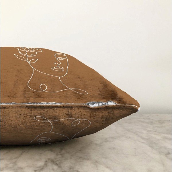 Oranžno-rjava prevleka za vzglavnik iz mešanice bombaža Minimalist Cushion Covers Chenille, 55 x 55 cm-image-1