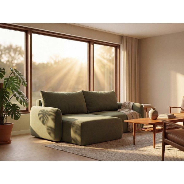 Oranžna raztegljiva/s prostorom za shranjevanje kotna sedežna garnitura Kalena – Makamii-image-1