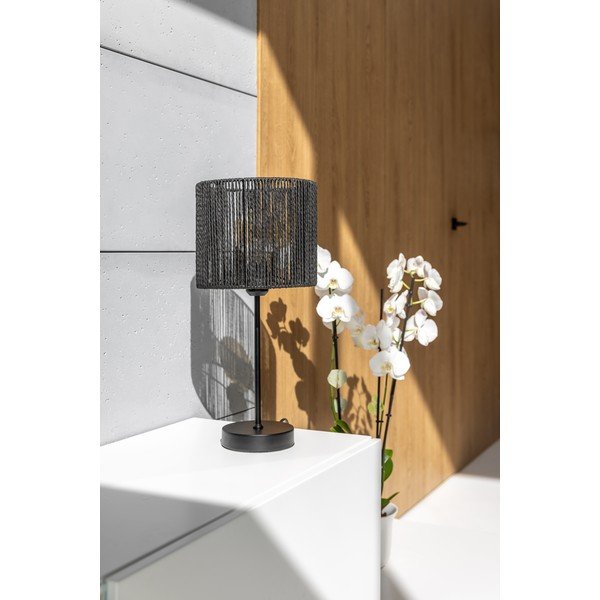 Črna namizna svetilka s senčilom iz trstike (višina 48 cm) Foresto – GTV-image-2