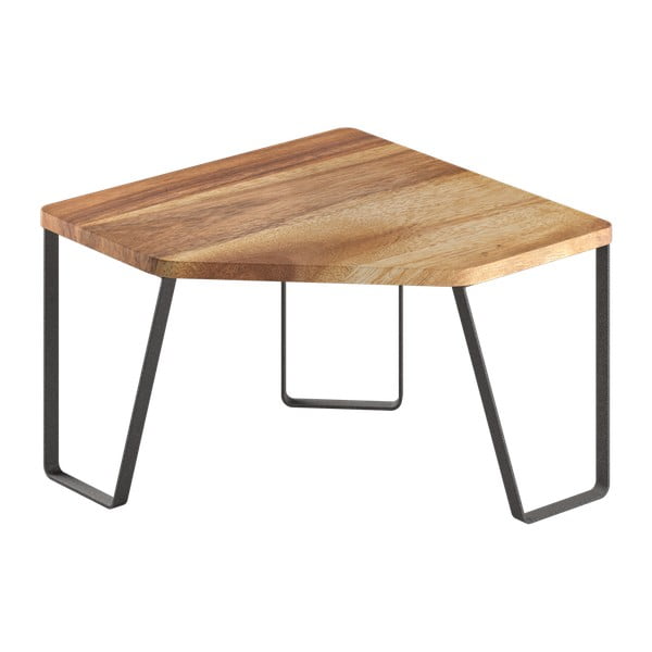 Mat črna/naravna lesena kotna dodatna kuhinjska polica 25x25 cm York – Metaltex