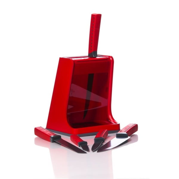 Rdeč blok za nože in komplet 5 nožev Rdeča-image-2