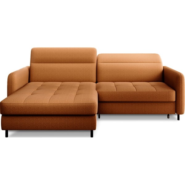 Rumena žametna raztegljiva/s prostorom za shranjevanje kotna sedežna garnitura (levi kot/z ležalnikom) Gomsi – ELTAP