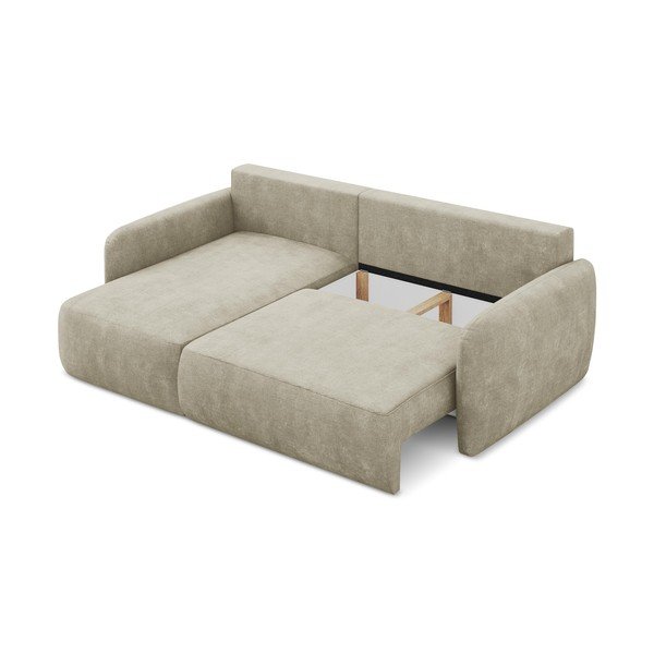 Bež raztegljiva kotna sedežna garnitura iz šenilje s prostorom za shranjevanje (levi kot/z ležalnikom) Lilo – Makamii-image-3
