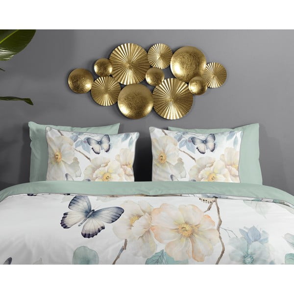 Bela/zelena enojna podaljšana posteljnina iz bombažnega satena 140x220 cm Adiwanya – Descanso-image-2