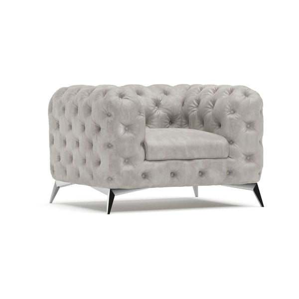 Svetlo siv žameten fotelj Chelsea – Ropez