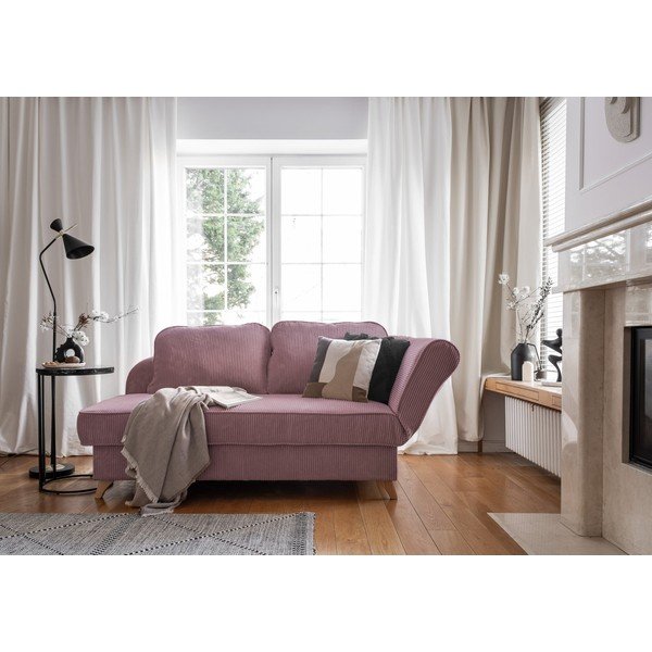 Prašno rožnat ležalnik iz rebrastega žameta (desni kot) Chic Charlotte – Miuform-image-2