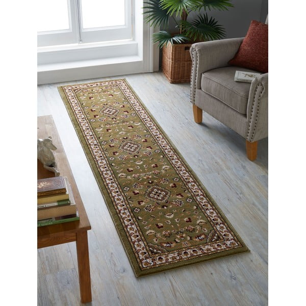 Zelen tekač 66x300 cm Sherborne – Flair Rugs-image-1