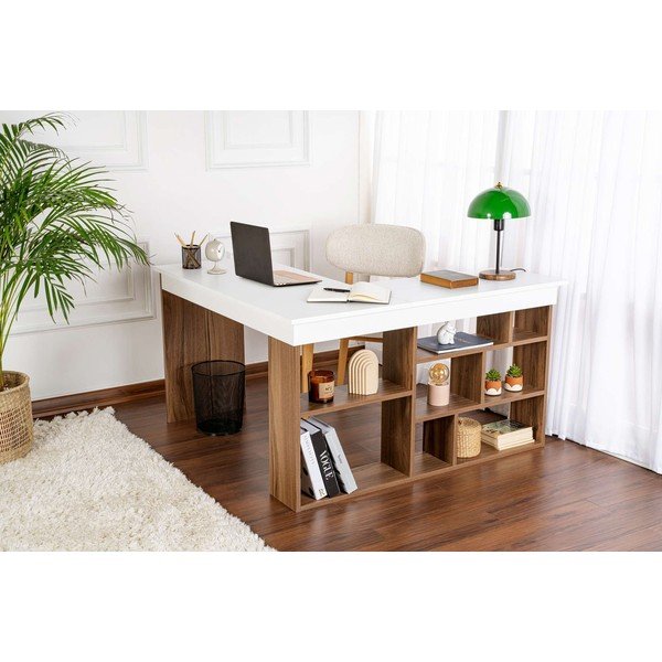 Pisalna miza v orehovem dekorju 120x130 cm Vesper – Kalune Design-image-2