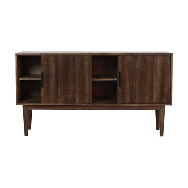 Temno rjava nizka komoda iz masivnega lesa 150x80 cm Bitika – Light & Living-image-3