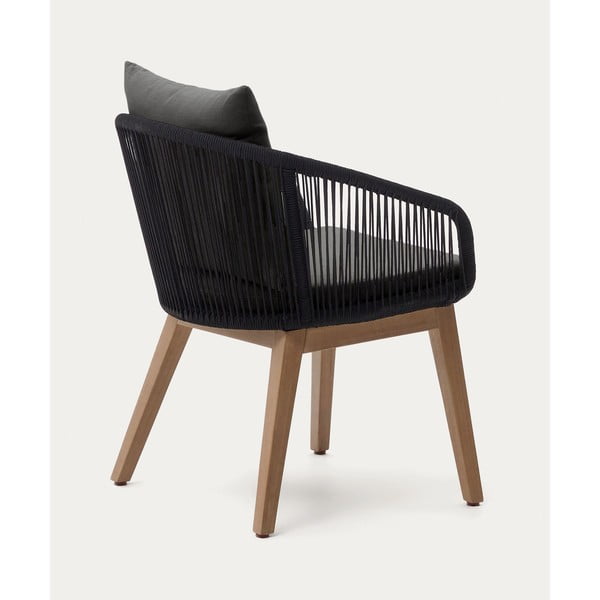 Črn vrtni fotelj iz masivnega lesa Portalo – Kave Home-image-3