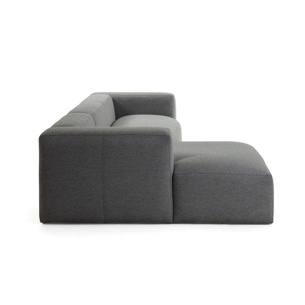 Temno siva kotna zofa Kave Home Blok, levi kot-image-3