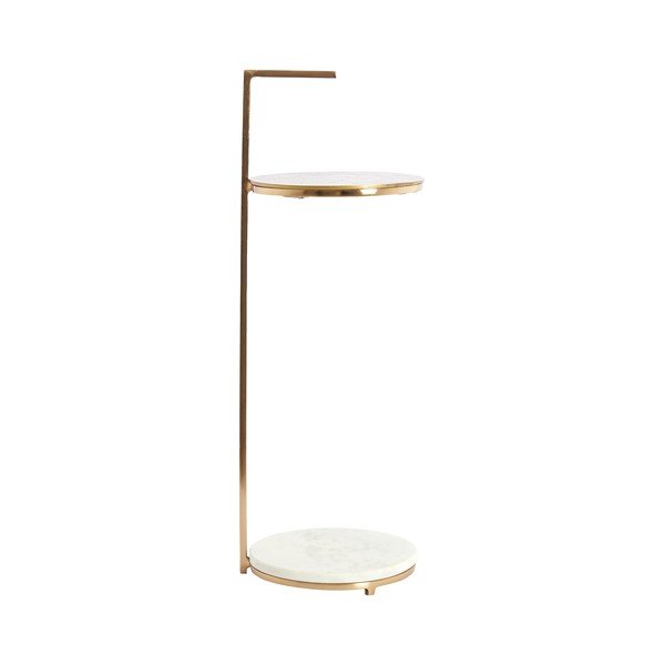 Okrogla stranska mizica z marmorno mizno ploščo ø 26 cm Leda – Light & Living-image-3