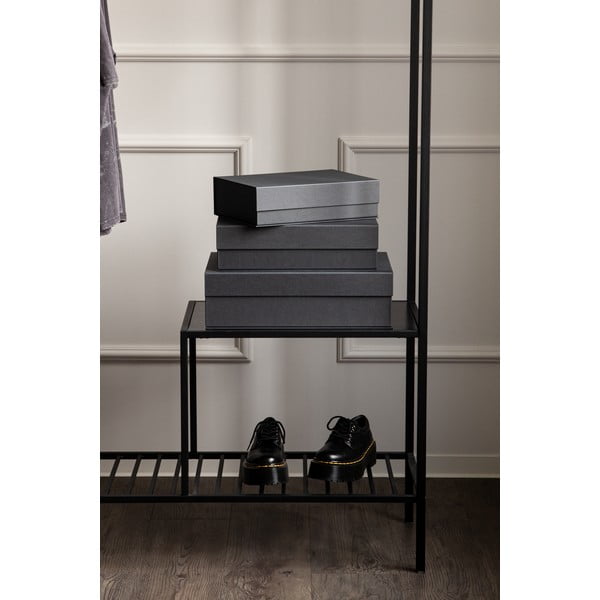 Temno sive kartonaste škatle za shranjevanje v kompletu 3 ks s pokrovom 42,5x29,5x13 cm Kian Paper Laminate – Bigso-image-2