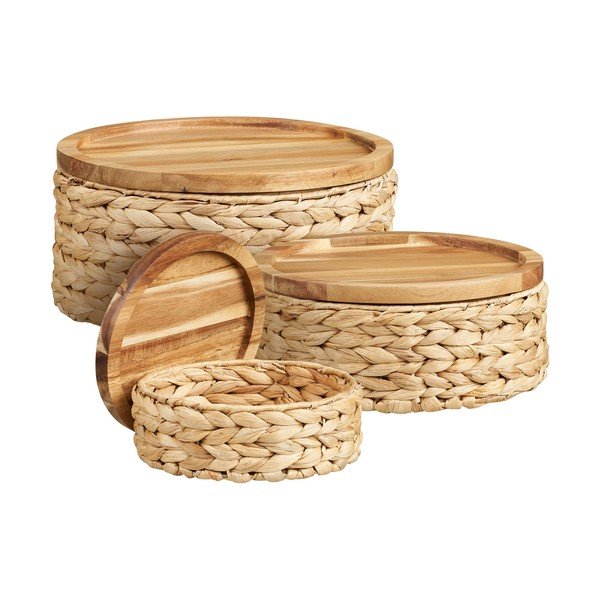 Košare v kompletu 3 ks iz vodne hijacinte ø 30x15 cm Botofte – House Nordic-image-4