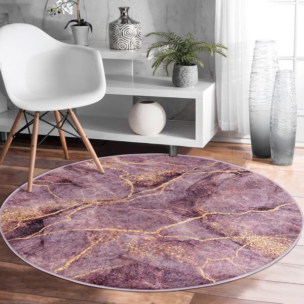 Rožnata pralna okrogla preproga primerna za robotski sesalnik ø 80 cm Comfort – Mila Home-image-4