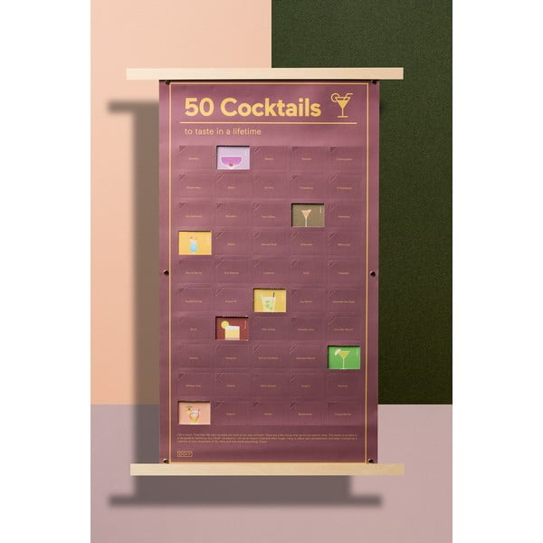 Plakat DOIY 50 Coctails to Taste, 35 x 64 cm