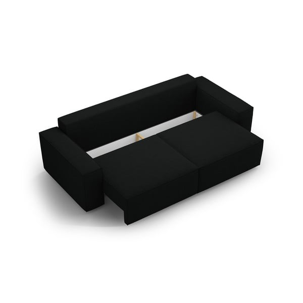 Črna raztegljiva sedežna garnitura iz tkanine bouclé 247 cm Jodie – Micadoni Home-image-3