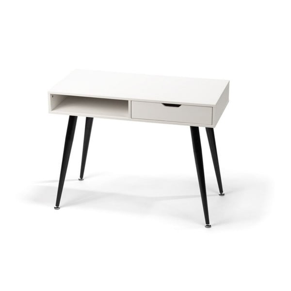 Bela pisalna miza s črno kovinsko podlago loomi.design Diego, 100 x 50 cm