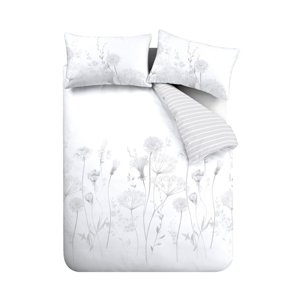 Bela/siva podaljšana posteljnina za zakonsko posteljo 230x220 cm Meadowsweet Floral – Catherine Lansfield
