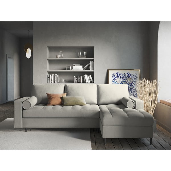 Svetlo siva raztegljiva sedežna garnitura Milo Casa Santo, desni kot-image-1