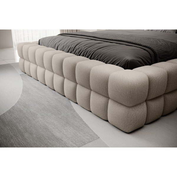 Bež oblazinjena zakonska postelja s prostorom za shranjevanje in z letvenim dnom 160x200 cm Dizzle – ELTAP-image-3