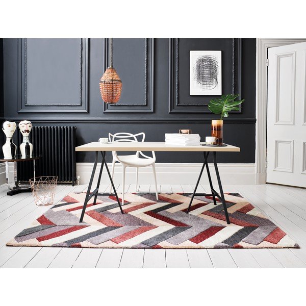 Rdeča in siva ročno tkana preproga Flair Rugs Salon, 120 x 170 cm-image-2