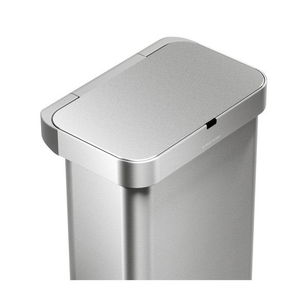 Brezstični jeklen koš za smeti v srebrni barvi 58 l Sensor – simplehuman-image-1