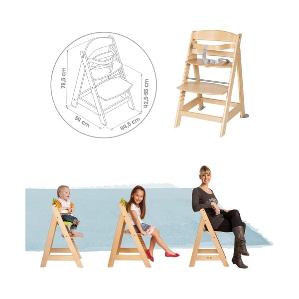 Svetlo siv/naraven otroški stol za hranjenje Style Born Up 2in1 – Roba-image-3