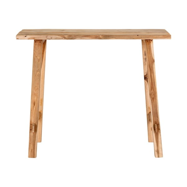 Stranska mizica iz masivnega tika v naravni barvi 30x90 cm Girona – House Nordic-image-3