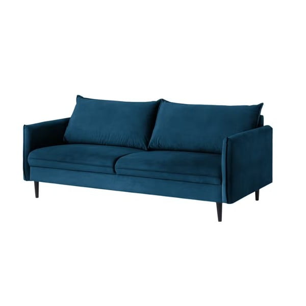 Temno modra žametna sedežna garnitura 203 cm Juli – Ropez