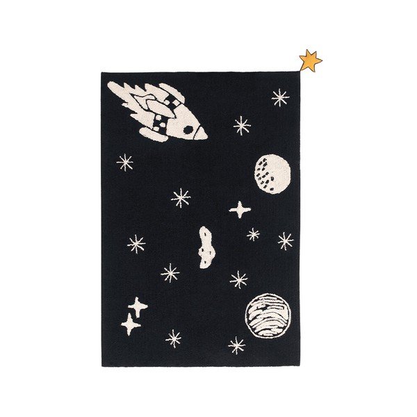Črna pralna ročno tkana otroška preproga iz mešanice bombaža 140x200 cm Alfombra Lavable Universe – Lorena Canals