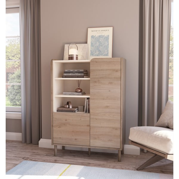 Omarica v hrastovem dekorju v naravni barvi 90x125x40 cm Monza – Marckeric-image-1