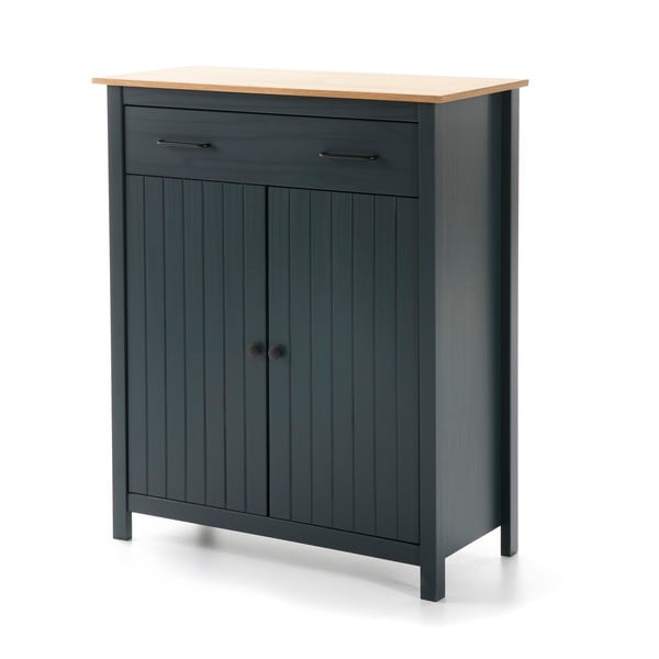 Temno modra visoka komoda iz masivnega bora 90x110 cm Miranda – Marckeric-image-2