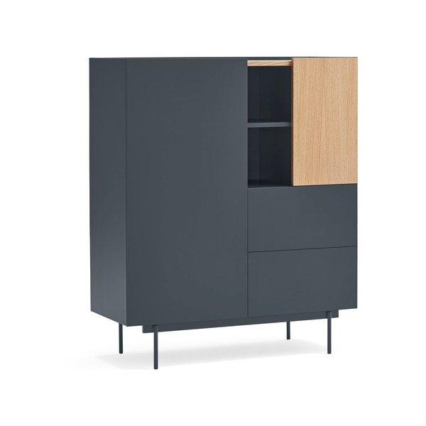 Antracitno siva/naravna visoka komoda v hrastovem dekorju 100x120 cm Otto – Teulat-image-2