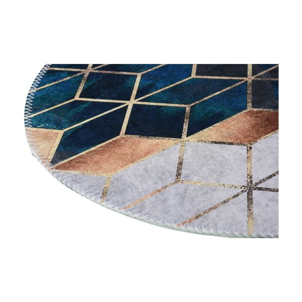 Bela/modrozelena pralna okrogla preproga ø 100 cm – Vitaus-image-2