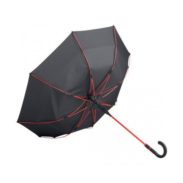 Črn vetrovni dežnik z rdečimi detajli Ambiance Fare Proof, ⌀ 112 cm-image-3