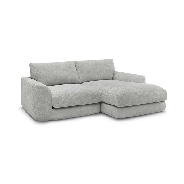 Svetlo siva kotna sedežna garnitura iz šenilje (desni kot/z ležalnikom) Leonore – Bobochic Paris