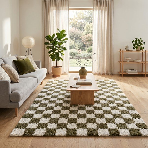 Temno zelena/kremno bela preproga 120x170 cm Grida – ESTE-image-2