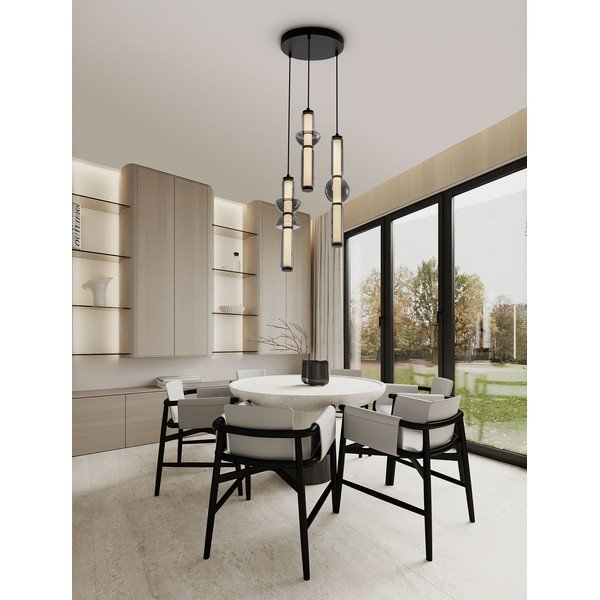 Siva steklena LED zatemnitvena viseča svetilka ø 38 cm Ulon – Nova Luce-image-2