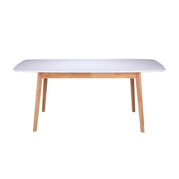 Bela raztegljiva jedilna miza z nogami iz kavčukovca sømcasa Enma, dolžina 120 cm-image-1