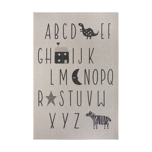 Črno-siva otroška preproga Ragami Letters, 80 x 150 cm