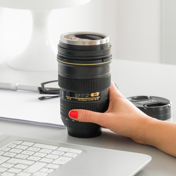 Črna potovalna termo skodelica InnovaGoods CamCup, 400 ml-image-1