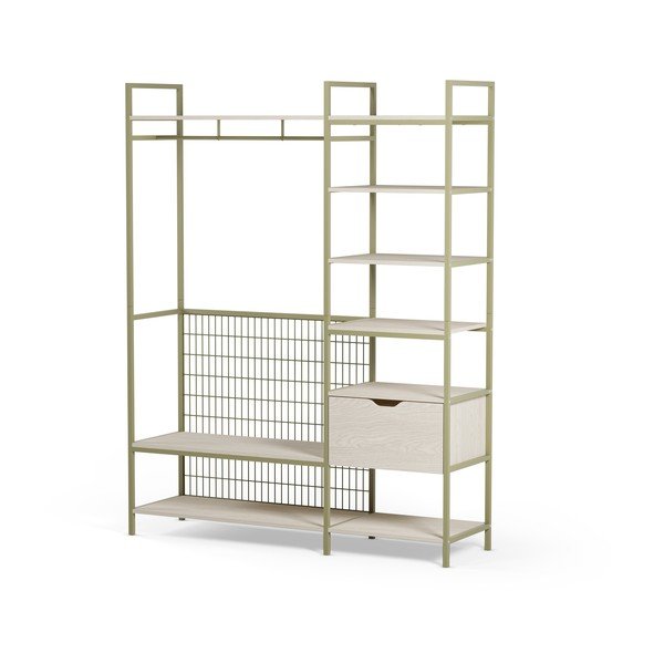 Zelena odprta jeklena garderobna omara 140x179,5x40 cm Amara – Marckeric