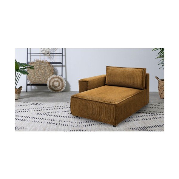 Gorčično rumen modul za sedežno garnituro iz rebrastega žameta (levi kot) Nihad modular – Bobochic Paris-image-1