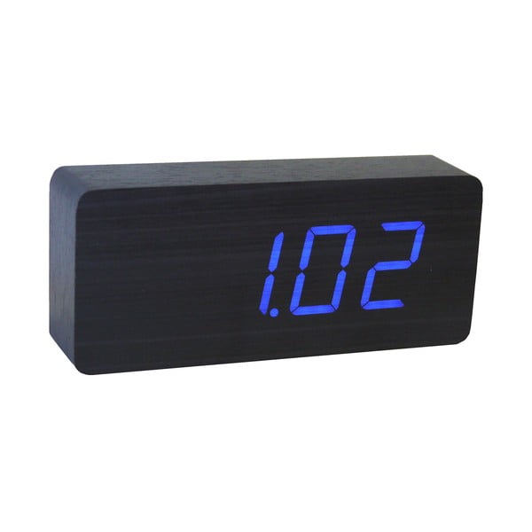 Črna budilka z modrim zaslonom LED Gingko Slab Click Clock-image-3