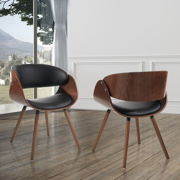 Črn/temno rjav oblazinjen jedilni stol z nasloni za roke Visby Evo – Tomasucci-image-1