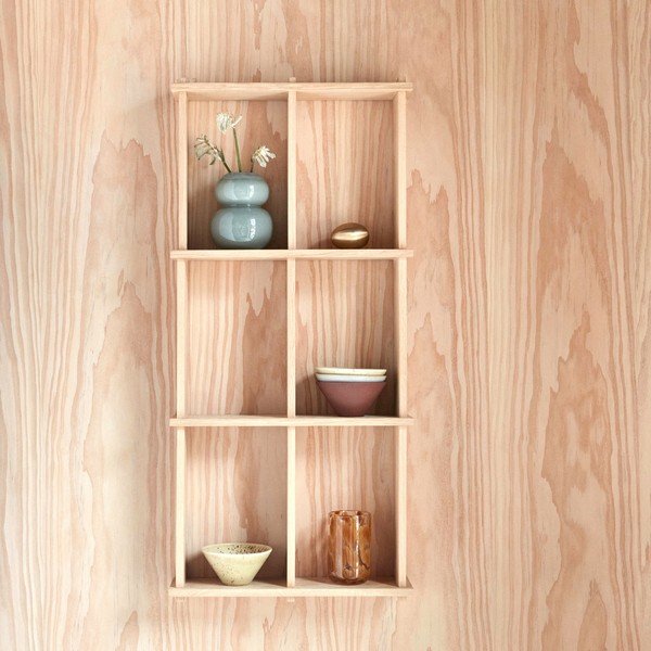 Večnivojska polica iz masivnega hrasta v naravni barvi 37 cm Grid – OYOY Living Design-image-1