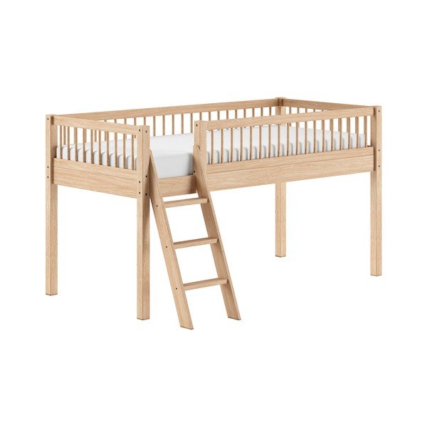 Dvignjena otroška postelja iz masivne bukve z letvenim dnom 90x200 cm v naravni barvi Forrest – Vipack