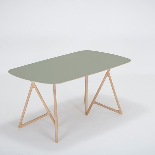 Jedilna miza iz masivnega hrasta z zelenim vrhom Gazzda Koza, 160 x 90 cm